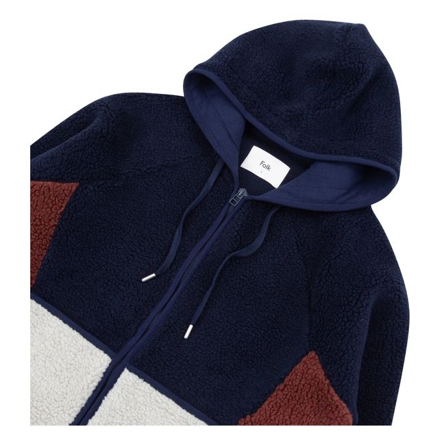 Puzzle Hooded Fleece Jacket | Navy blue