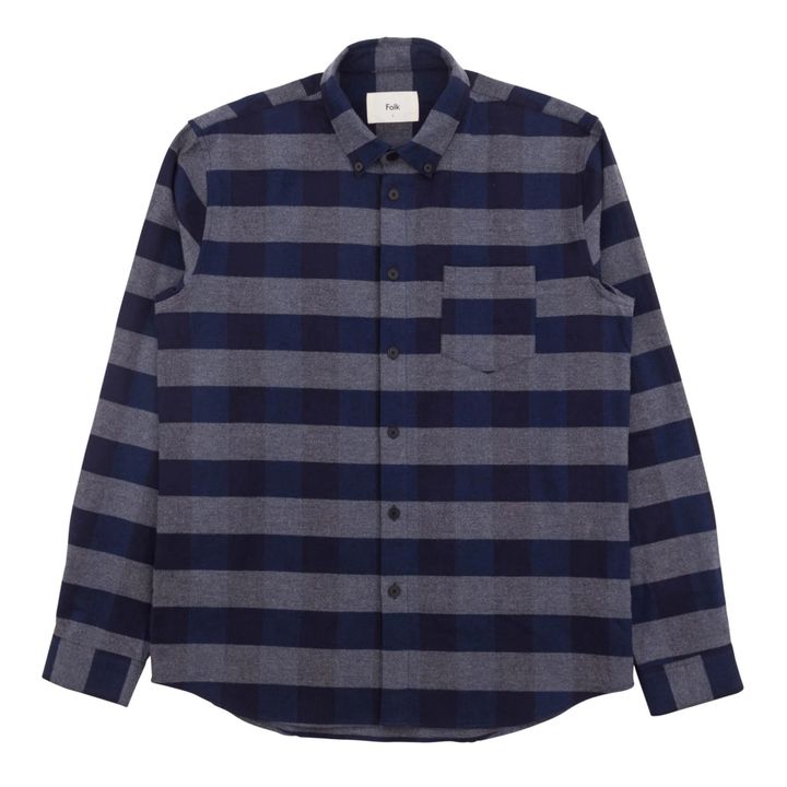 Flannel Relaxed Overshirt | Azul Marino- Imagen del producto n°0