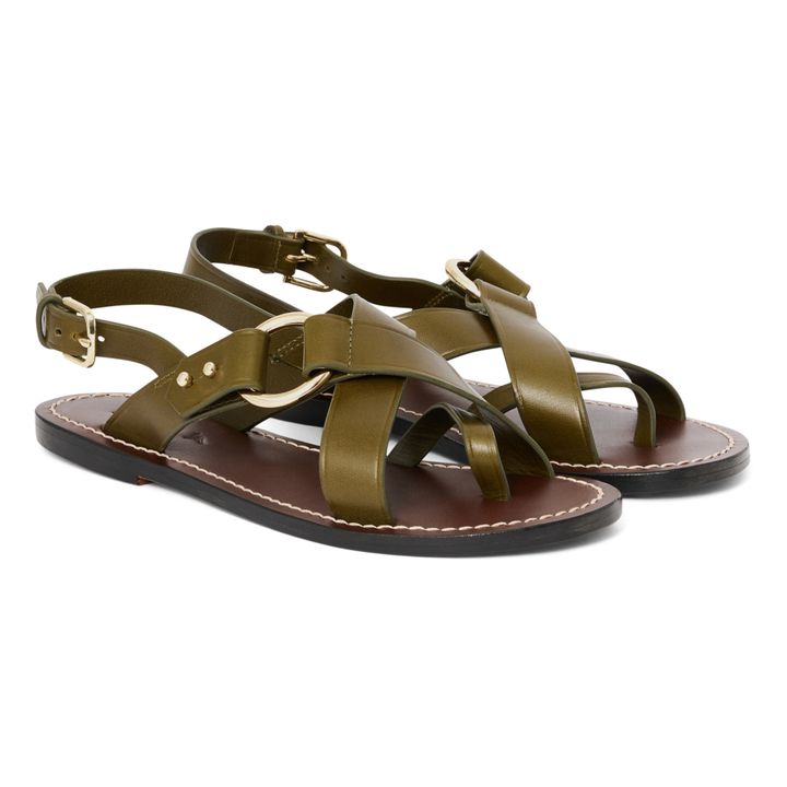 Florence Leather Sandals | Verde oliva- Imagen del producto n°1