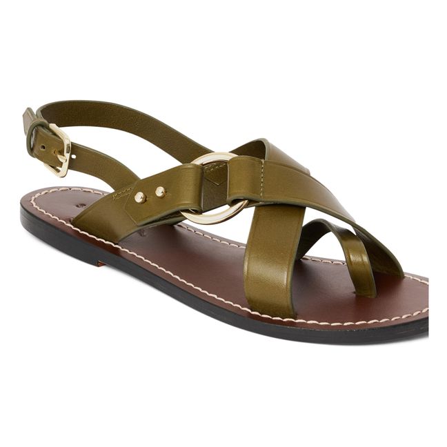 Florence Leather Sandals | Verde oliva