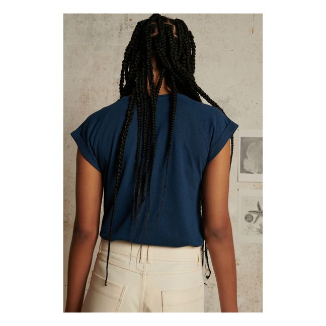 T-Shirt Valentin Baumwolle und Leinen | Preußisches Blau