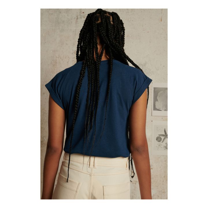 T-shirt Valentina Coton et Lin | Bleu de Prusse- Image produit n°2
