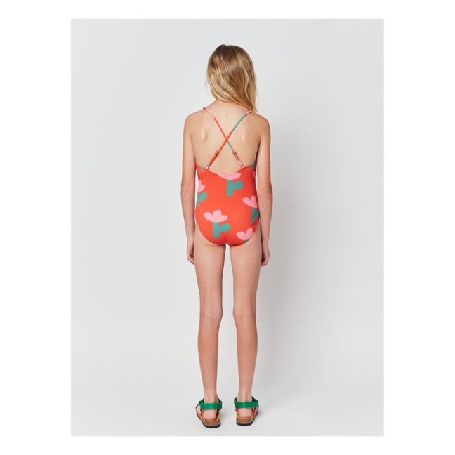Flower Print One-Piece Swimsuit | Red