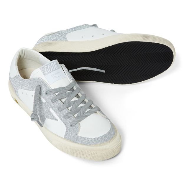Sneakers mit Schnürsenkel May Leder | Silber