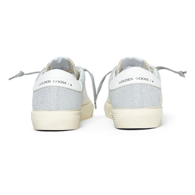Sneakers mit Schnürsenkel May Leder | Silber
