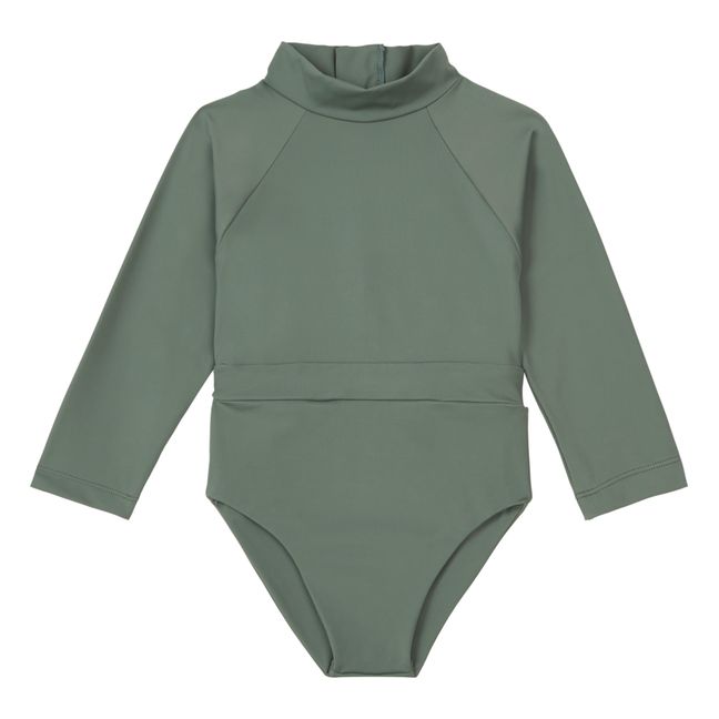 June Recycled Nylon Rash Guard Swimsuit | Dark green