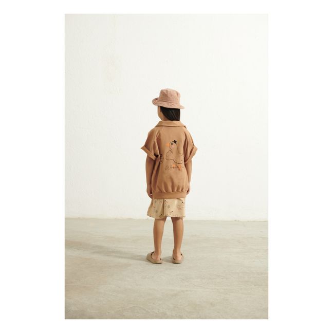 Goose Organic Fleece Polo Shirt | Camel