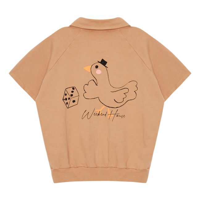 Goose Organic Fleece Polo Shirt | Camel
