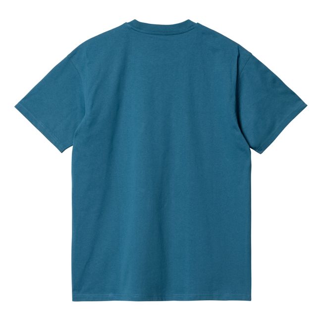 T-Shirt American Script in cotone organico | Blu anatra
