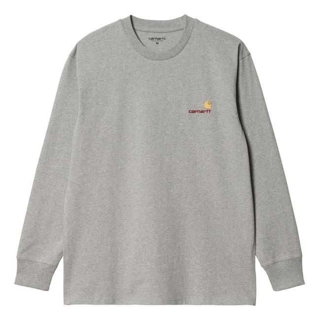 T-shirt ML American Script Coton | Gris chiné