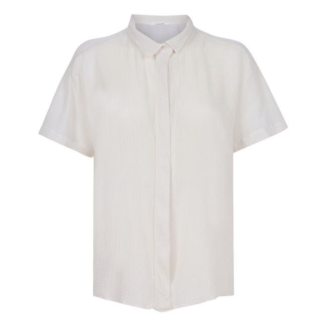 Camicia a maniche corte in crêpe di cotone | Bianco