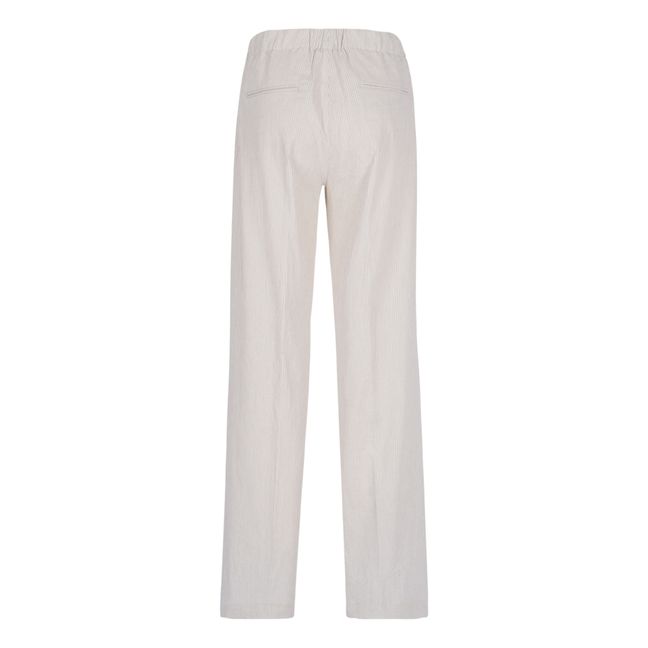 Pantalon Droit à Rayures | Blanc