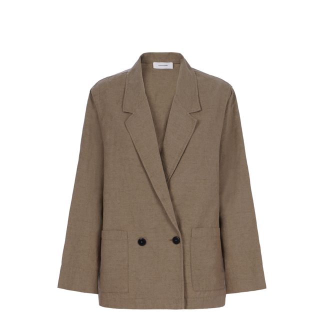 Cotton and Linen Jacket with 2 Buttons | Topo