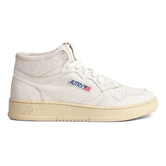 Medalist Mid-Top Goat Leather Sneakers | White