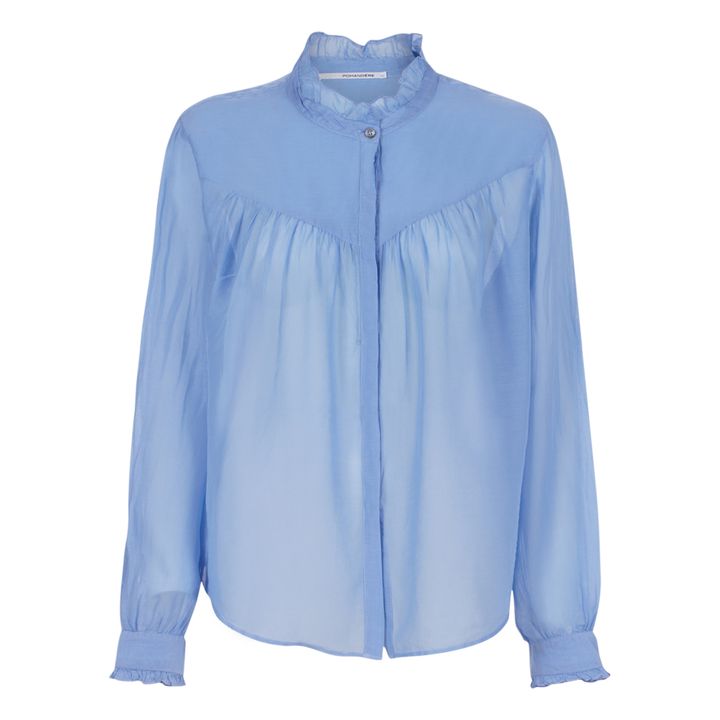 Cotton Muslin and Silk Blouse | Azul- Imagen del producto n°0
