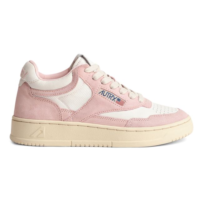 Academy Open Mid-Top Leather/Suede Sneakers | Pink