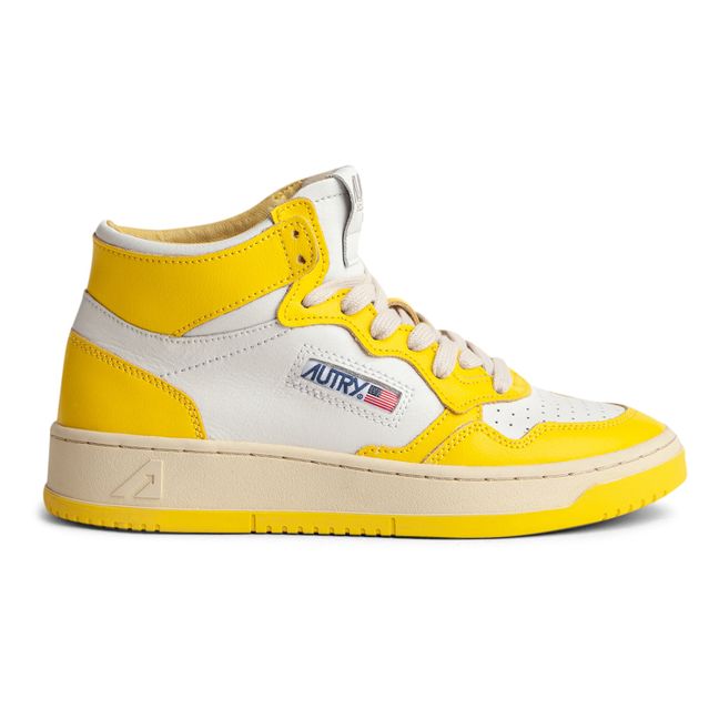 Medalist Mid-Top Leather Two-Tone Sneakers | Yellow