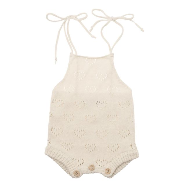 Hearts Openwork Knit Romper | Natur