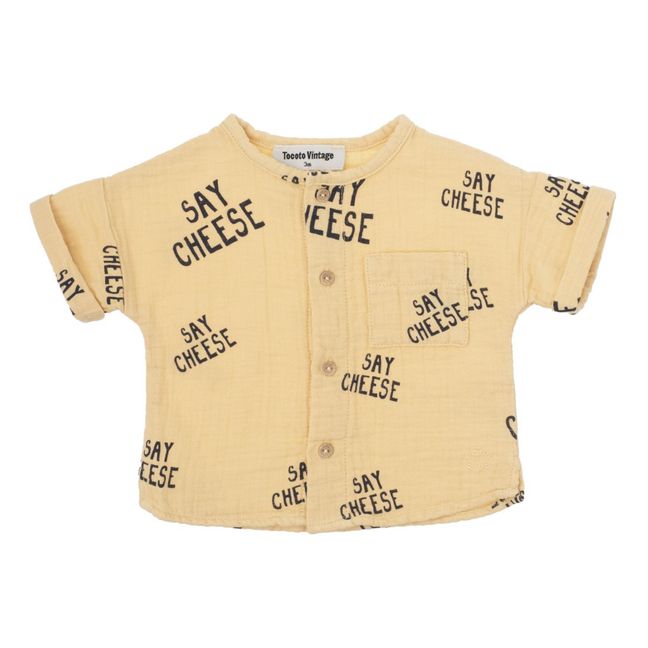 Say Cheese Cotton Gauze Shirt | Blasses Gelb