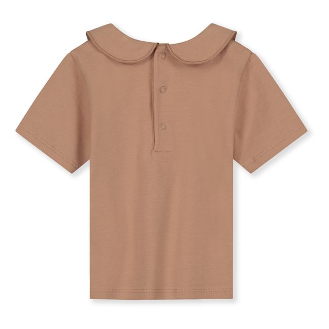 T-Shirt mit Peter Pan-Kragen Bio-Baumwolle | Altrosa