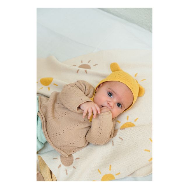 Bonnet Oreilles Tricot Coton Bio Bear | Jaune