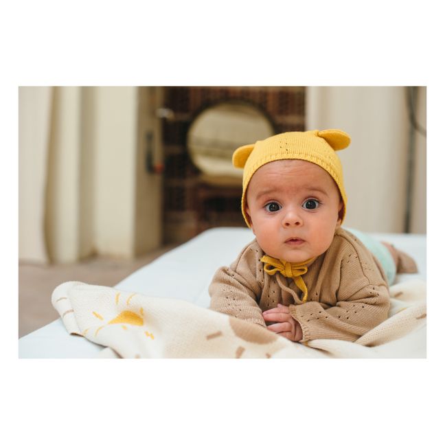 Bear Ears Organic Cotton Knit Beanie | Giallo