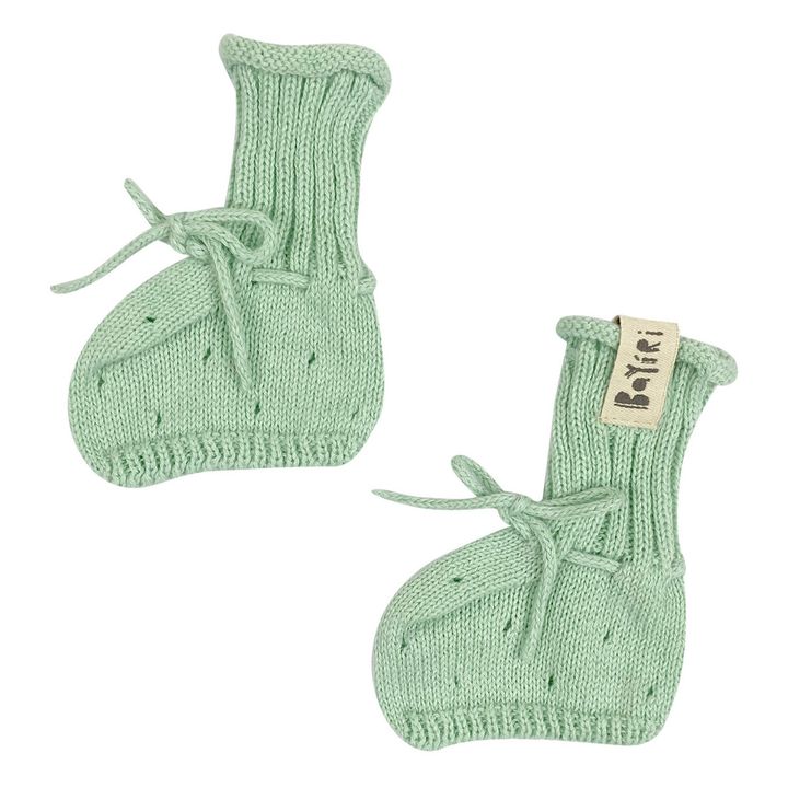 Moon Organic Cotton Knit Booties  | Verde chiaro- Immagine del prodotto n°0