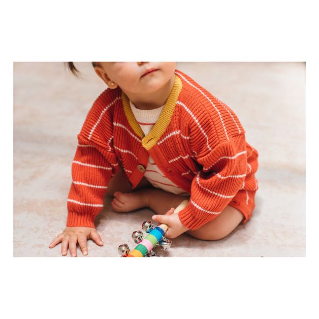 Organic Cotton Knit Cardigan | Coral