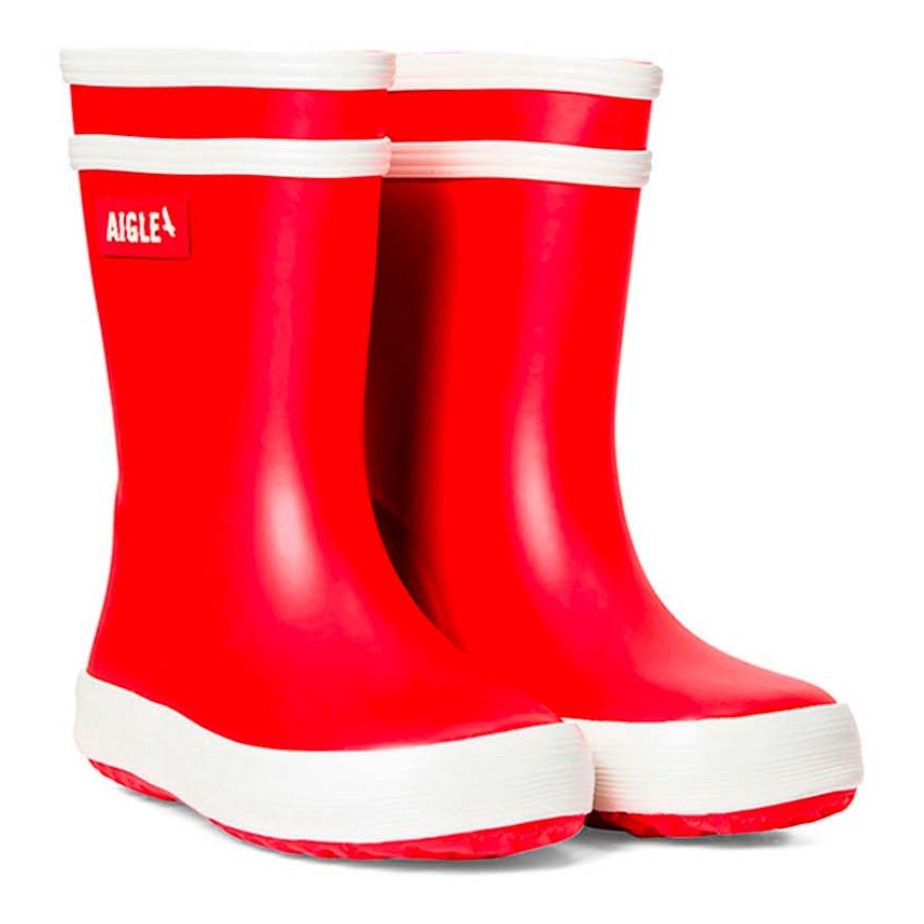 Red and shop white rain boots