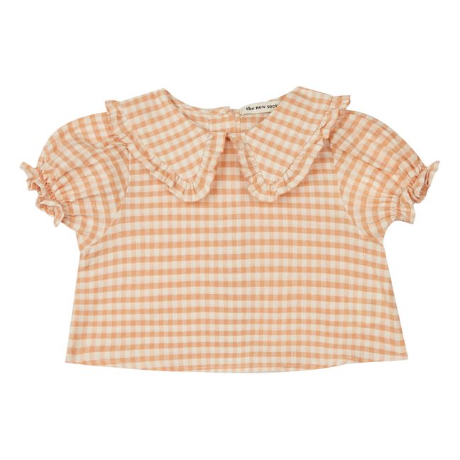 Blusa a cuadros de algodón orgánico Petra | Rosa Palo