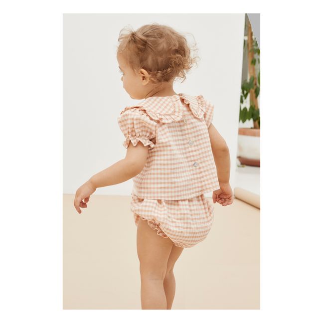 Blusa a cuadros de algodón orgánico Petra | Rosa Palo