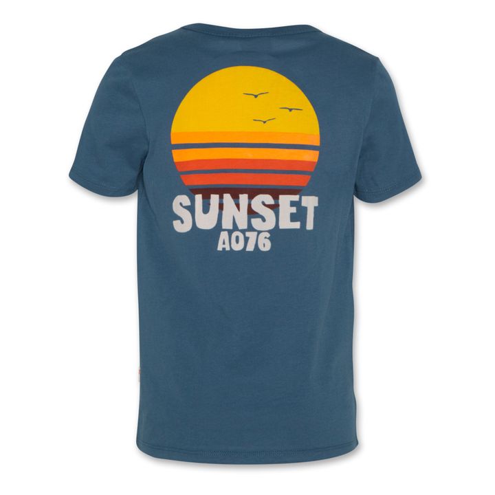 Camiseta de algodón reciclado mate Sunset | Azul- Imagen del producto n°0