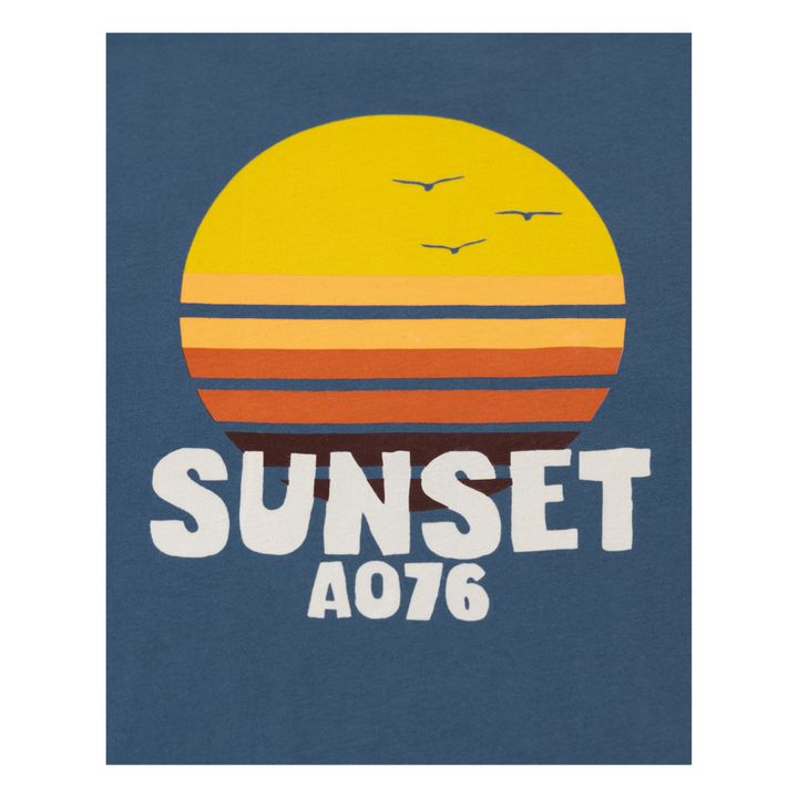 Camiseta de algodón reciclado mate Sunset | Azul- Imagen del producto n°5
