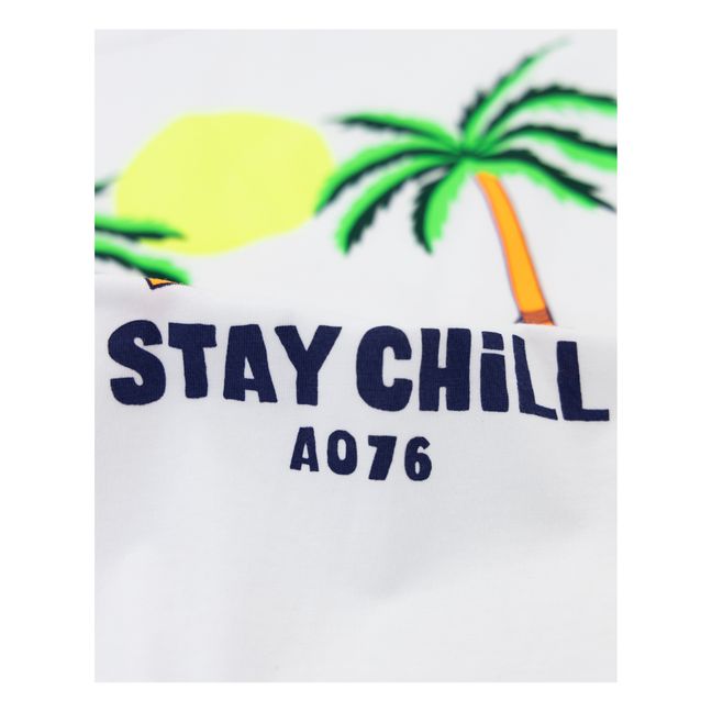T-shirt Mat Stay Chill Coton Recyclé | Blanco