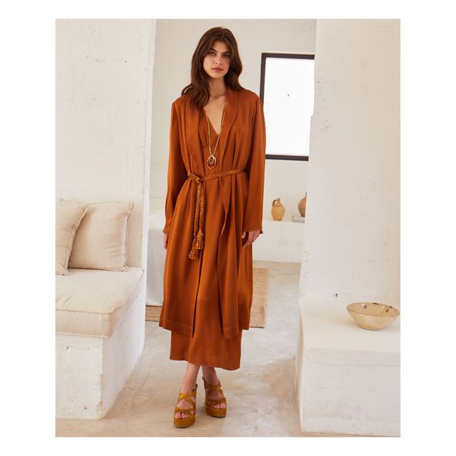 Manteau Amandine Crêpe Satin | Marron
