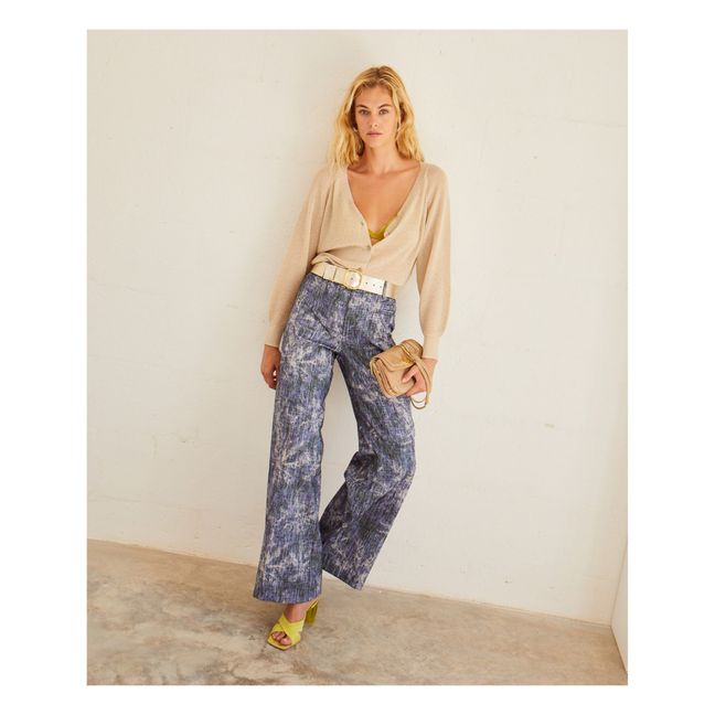 Cressida Metallic Ribbed Cardigan | Crema