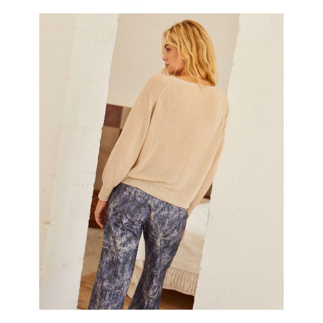 Cressida Metallic Ribbed Cardigan | Crema