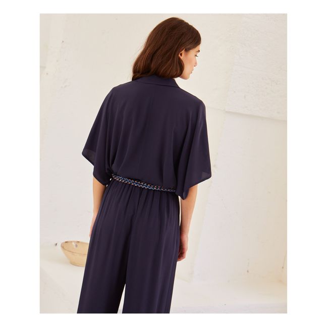 Brooklyn Silk Shirt | Blu notte