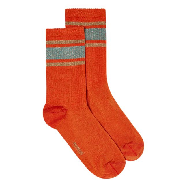 Matilda Striped Sport Socks | Terracotta