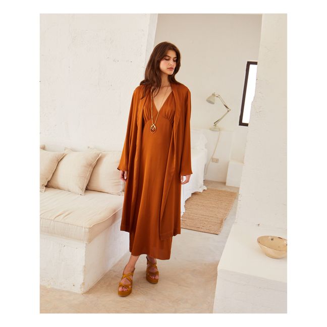 Manteau Amandine Crêpe Satin | Marron