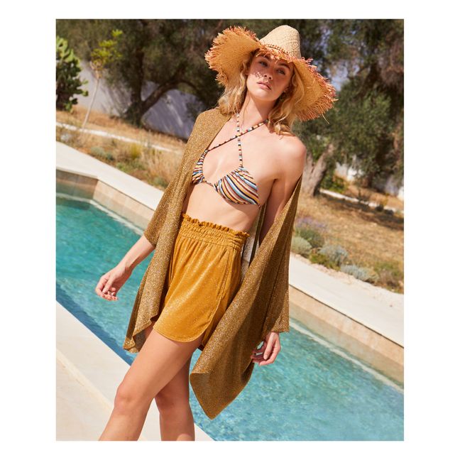 Cardigan a costine metallizzato Divina | Verde militare