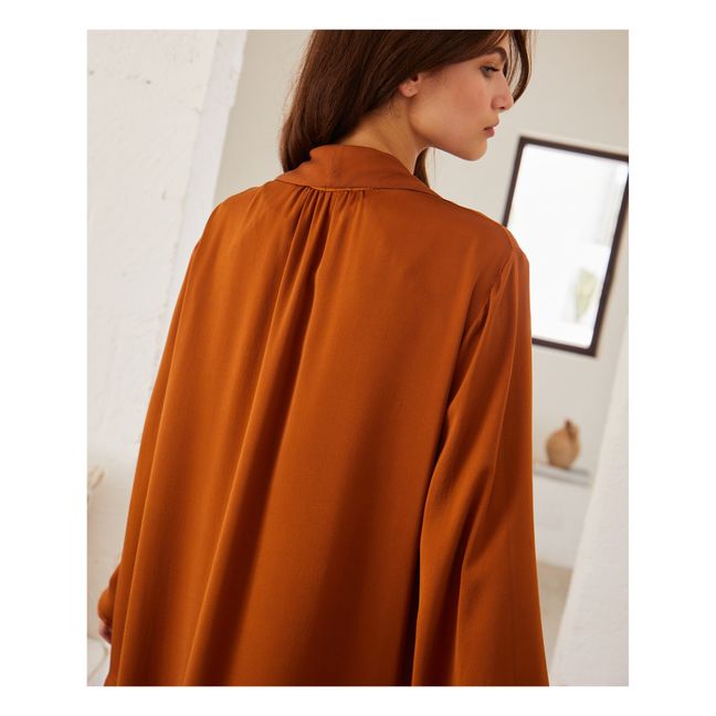 Manteau Amandine Crêpe Satin | Marron