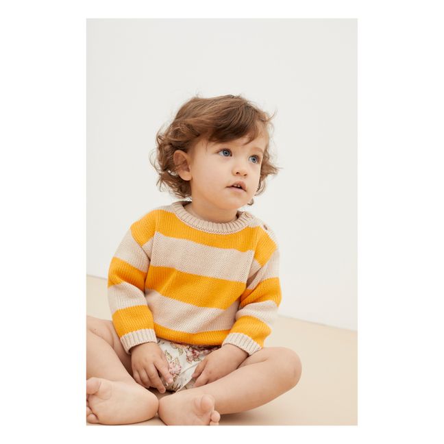 Emanuelle Baby Striped Organic Cotton Jumper | Mustard