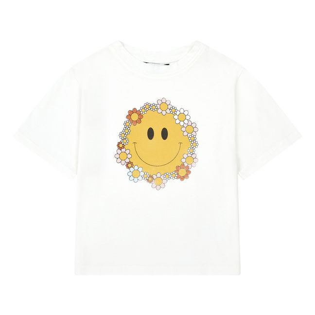 T-Shirt Ample FlowerSmile Coton Bio | Blanc cassé