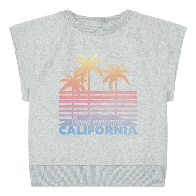 Sweatshirt Manches Courtes California Coton Bio | Gris chiné