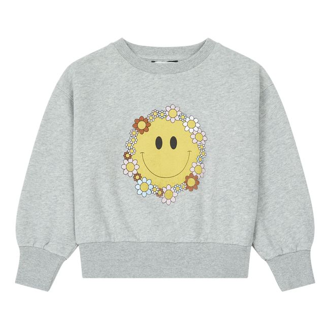 Organic Cotton FlowerSmile Sweatshirt  | Gris Jaspeado