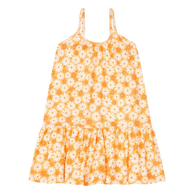 Organic Cotton Retro Flower Maxi Dress  | Naranja
