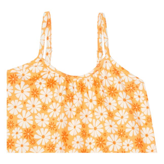 Robe Longue Retro Flower Coton Bio | Orange