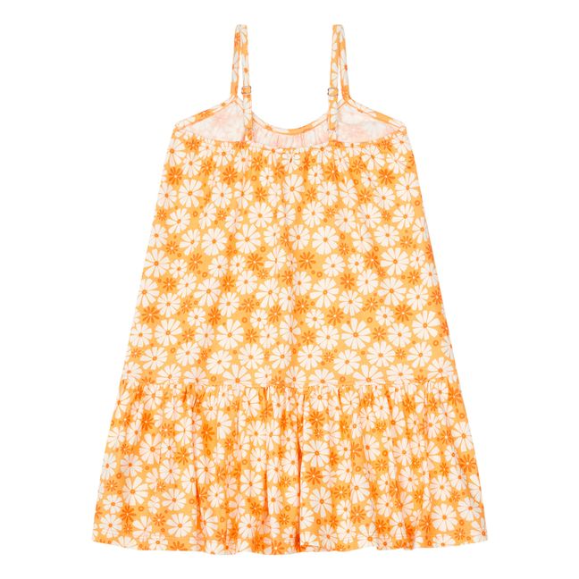 Organic Cotton Retro Flower Maxi Dress  | Naranja