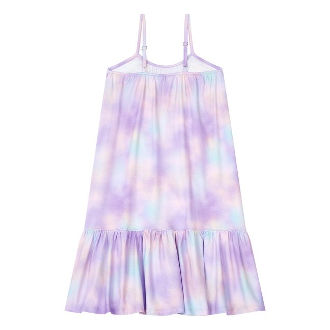 Organic Cotton Frill Tie-Dye Maxi Dress  | Mauve